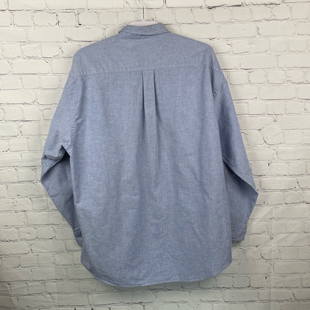 Vintage IZOD Golf Button Down Oxford Shirt Men’s LARGE Blue Long Sleeve Logo - Picture 2 of 11